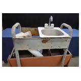 STAND UP PLANTER, HAND WASHING SINK , PLASTIC SHEATING ROLL, AND BONUS METAL STAND
