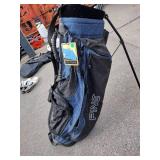 Assorted golf clubs with travel bag and nike golf shoes (adult clubs)