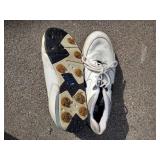 Assorted golf clubs with travel bag and nike golf shoes (adult clubs)