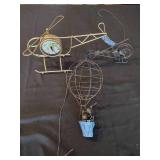Antique hot air balloon and helicopter clock decor