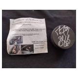 Sydney Crosby Evgeni Malkin and Marc Andre Fleury black practice puck signed (certified)
