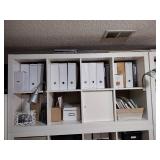 2 white IKEA cube shelves