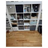 2 white IKEA cube shelves