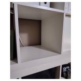 2 white IKEA cube shelves