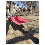 Hand crafted The Original Pawleys Island Red rope woven hammock with pillow