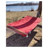 Hand crafted The Original Pawleys Island Red rope woven hammock with pillow