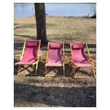 3 Red cloth foldable Lawn chairs