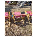 3 Red cloth foldable Lawn chairs