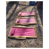 3 Red cloth foldable Lawn chairs