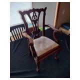 Vintage salesman’s sample child size miniature chippendale upholstered wooden ball & claw footed antique chair