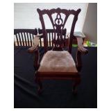 Vintage salesman’s sample child size miniature chippendale upholstered wooden ball & claw footed antique chair