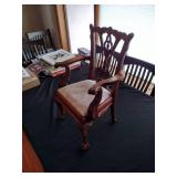 Vintage salesman’s sample child size miniature chippendale upholstered wooden ball & claw footed antique chair
