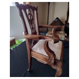 Vintage salesman’s sample child size miniature chippendale upholstered wooden ball & claw footed antique chair