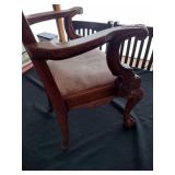 Vintage salesman’s sample child size miniature chippendale upholstered wooden ball & claw footed antique chair