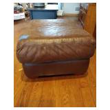 Brown leather couches with ottoman