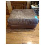 Brown leather couches with ottoman