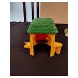 Little people train station and parking garage with train and figures