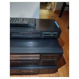 Vintage Stereo equipment, Curtis Mathis tuner, amplifier equalizer, cd player and panasonic 4head hi-fi stereo VHS.