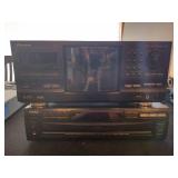 Vintage CD player with 300 CDs, and corresponding music folder from 1970s-early 2000s, Sony DVD player and recorder, and CD player