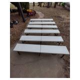 6 plastic white foldable benches