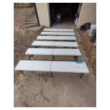 6 plastic white foldable benches
