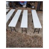 6 plastic white foldable benches
