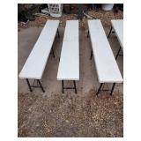 6 plastic white foldable benches
