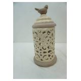 Woven Bird 16.5" Ceramic Hurricane Candle