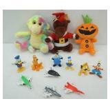 Small Disney Figurines, jets, and stuffed animals