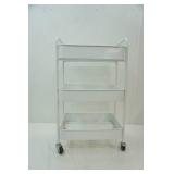 White 3-tiered rolling utility cart