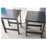 2 pressed wood side tables 15.5" square by 20" tall