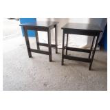 2 pressed wood side tables 15.5" square by 20" tall