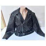 Allstate Leather Black Leather Motorcycle Jacket - Size 62