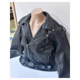 Allstate Leather Black Leather Motorcycle Jacket - Size 62