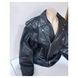 Allstate Leather Black Leather Motorcycle Jacket - Size 60