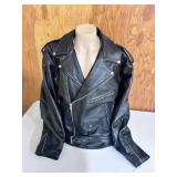 Allstate Leather Black Buffalo Leather Motorcycle Jacket - Size 58