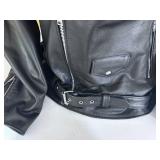 Allstate Leather Black Buffalo Leather Motorcycle Jacket - Size 58