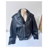 Allstate Leather Black Leather Motorcycle Jacket- Size 48
