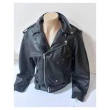 Allstate Leather Black Leather Motorcycle Jacket- Size 48