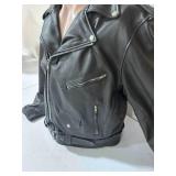 Allstate Leather Black Leather Motorcycle Jacket- Size 48