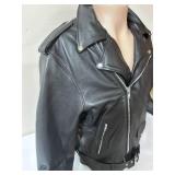 Allstate Leather Black Leather Motorcycle Jacket- Size 48