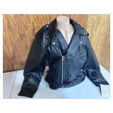 Allstate Leather Black Leather Motorcycle Jacket- Size 54