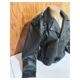 Allstate Leather Black Leather Motorcycle Jacket- Size 54
