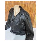 Allstate Leather Black Leather Motorcycle Jacket- Size 54