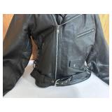 Allstate Leather Black Leather Motorcycle Jacket- Size 54