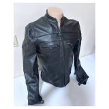 Allstate Leather Black Leather Motorcycle Jacket- Size 40