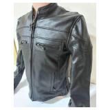 Allstate Leather Black Leather Motorcycle Jacket- Size 40