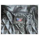 Allstate Leather Black Leather Motorcycle Jacket- Size 40