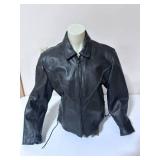 All-State Leather Black Leather Motorcycle Jacket- Size Large