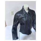 All-State Leather Black Leather Motorcycle Jacket- Size Large